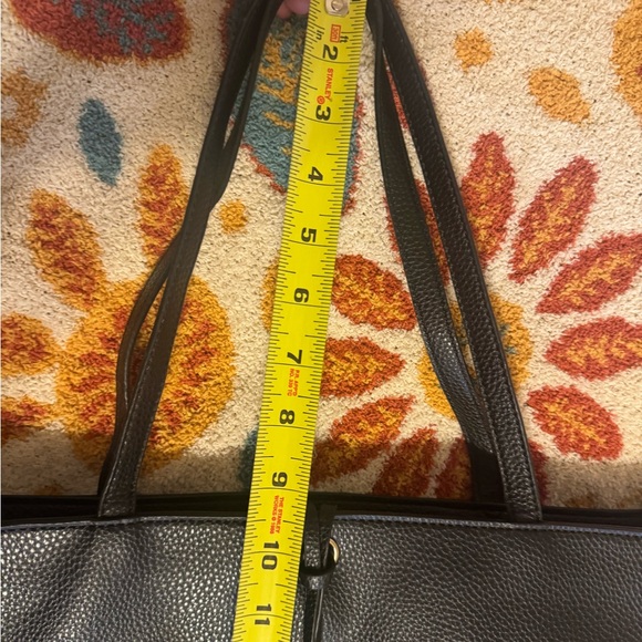 Anne Klein Black Tote Purse, With 2 Gold Medallions and Small pouch Floral. - Picture 14 of 15